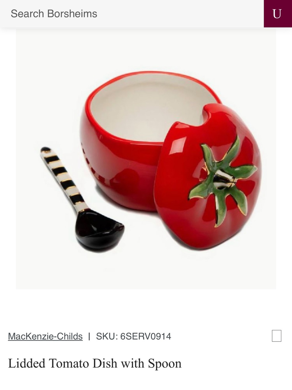 Retired MacKenzie-Childs Red Tomato Serving box- no spoon